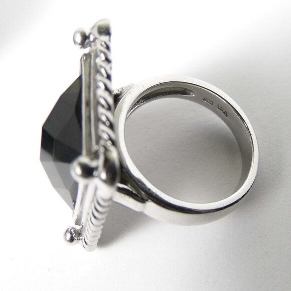 Black ONYX Solitaire Sterling SILVER Ring size 5.5 - Picture 5 of 5